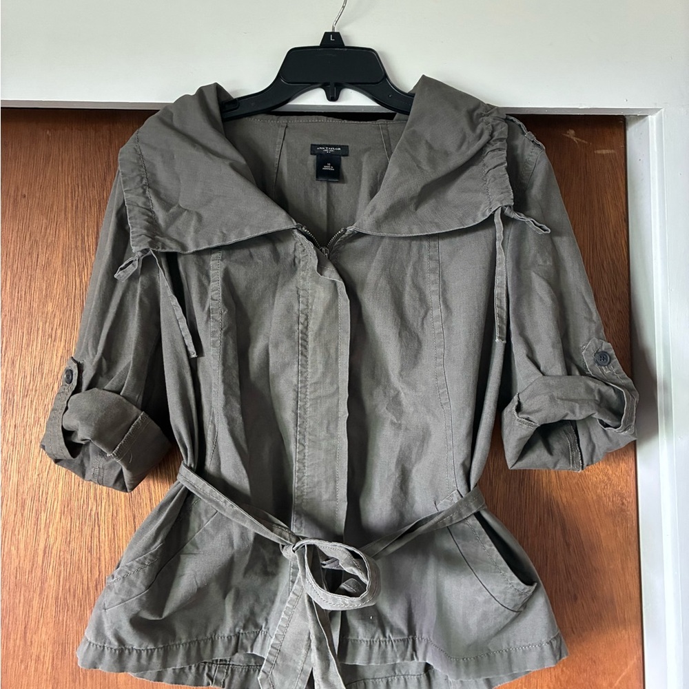 NWOT Ann Taylor Olive Utility Jacket with Belt